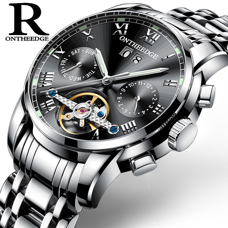 Multifunctional Swiss solid stainless steel Tourbillon automatic mechanical men watch fale watch Men watches Quartz Watches  Fashion Accessories