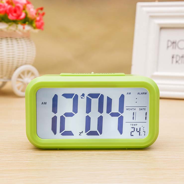 LCD electronic alarm clock Mute photosensitive Bedside Alarm Clocks Voice Announcements temperature