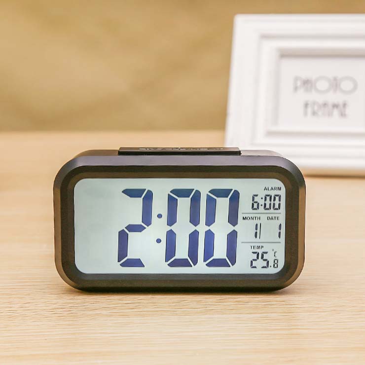 LCD electronic alarm clock Mute photosensitive Bedside Alarm Clocks Voice Announcements temperature