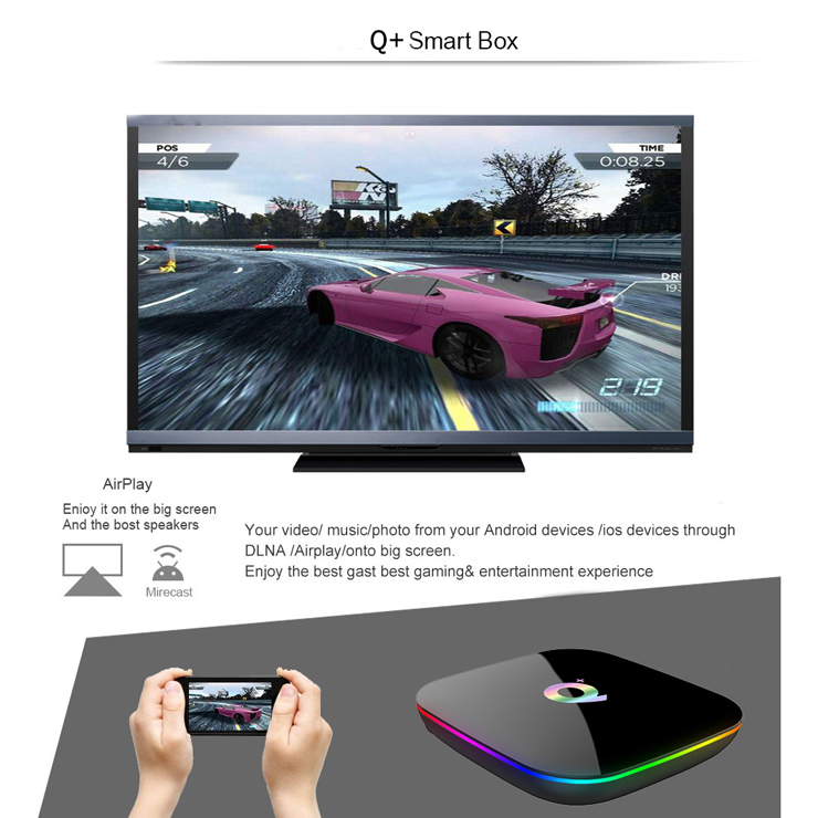 Q plus tv box Android 9.0 SDRAM 4G / FLASH 64G WiFi 4K HD network box TVbox Digital TV Receiver