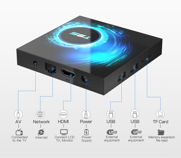 T95 h616 smart TV box Android 10.0 4G / 64g WiFi BT tvbox HD network player Digital TV Receiver