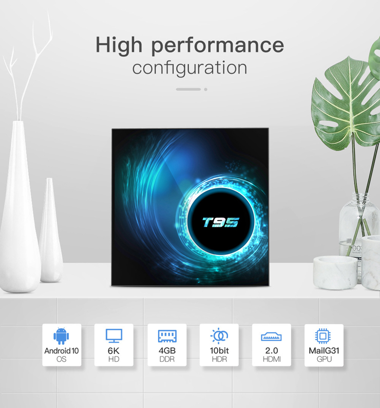T95 h616 smart TV box Android 10.0 4G / 64g WiFi BT tvbox HD network player Digital TV Receiver