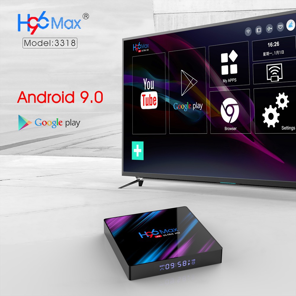 New H96 rk3318 Android 9.0 4GB +32GB  Max  intelligent network set top box 4K HD playerAndroid Smart Tv box  Network Player iptv box player iptv set top box media player TV receiver