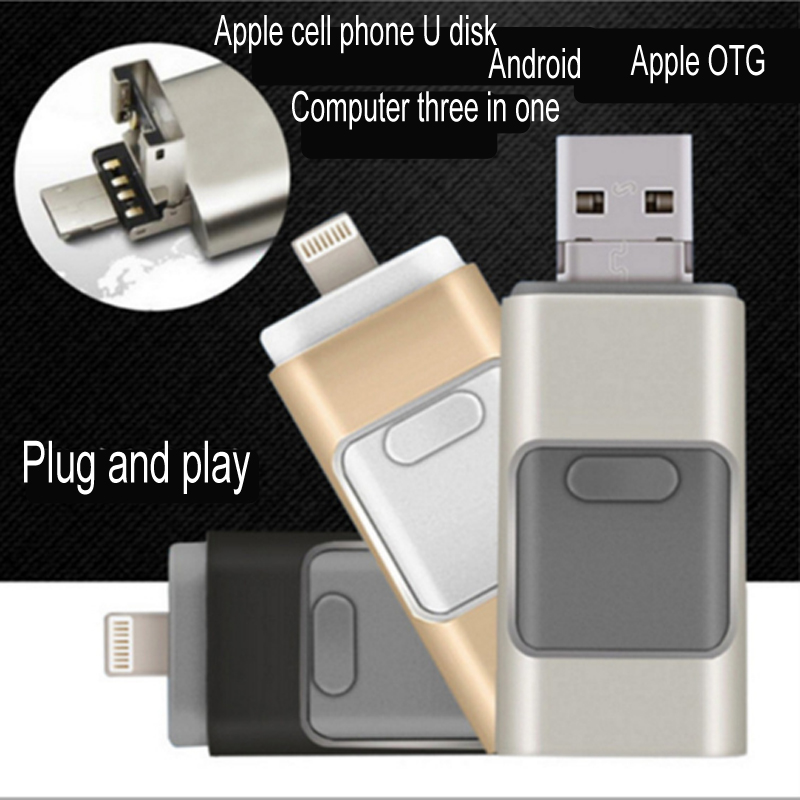 Three in one metal flash disk 16G 32G 64G 128G  iphone usb flash drive 64G flashdisk USB Flash Drives flash drive  flashdrive flashdisks  flashdrives  Data Storage > USB Flash Drives