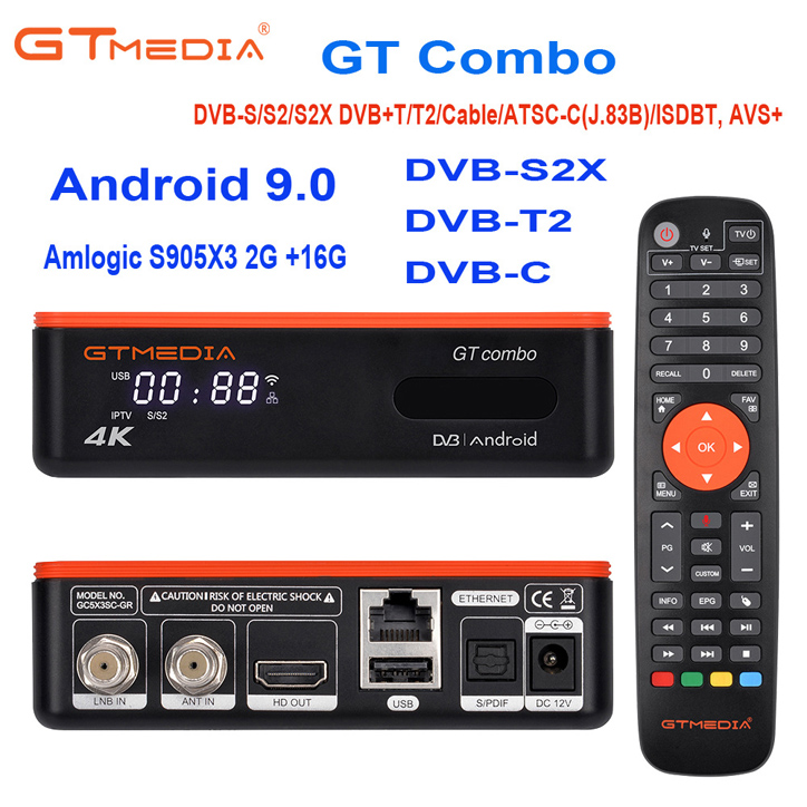 TV BOX GT ComboDVB-S2X+T2 Cable ATSC ISDBT S905X3 GTC Digital TV Receiver Digital TV Receiver