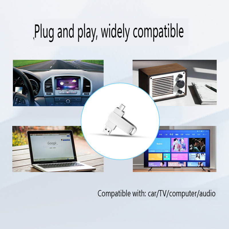 Metal rotary USB 3.0 computer Android phone Type-c two in one 32G 64G 128G 256G USB flash drives  flash drive flash disk flashdisk flash disks flashdrive pen drive pendrive flashdrives flashdisks