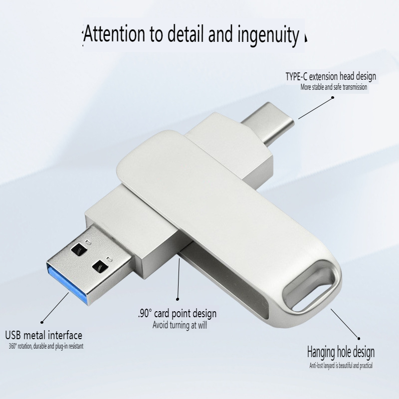Metal rotary USB 3.0 computer Android phone Type-c two in one 32G 64G 128G 256G USB flash drives  flash drive flash disk flashdisk flash disks flashdrive pen drive pendrive flashdrives flashdisks