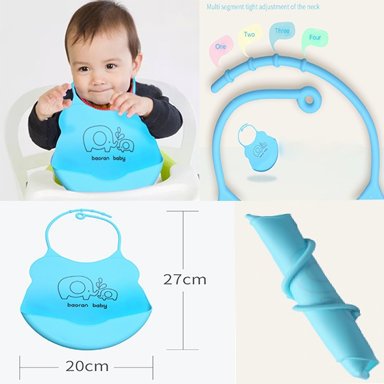 2 PCS  Baby Silicone Waterproof Easily Wipes Clean Feeding Bibs  Saliva Unisex Kids Aprons