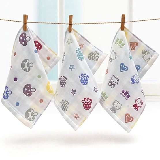 3PCS 4 Layers Double-sided 100% cotton Gauze Newborn baby Child face wash bath towel handkerchief