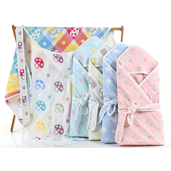 6 layers Gauze 100% cotton Newborn baby Child bath towel blanket quilt sleeping bag Hat Belt