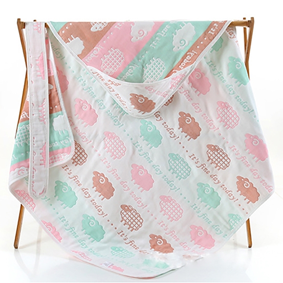 6 layers Gauze 100% cotton Newborn baby Child bath towel blanket quilt sleeping bag Hat Belt