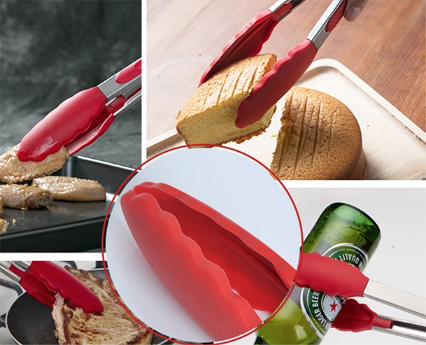 2PCS Utility Silicone Kitchen Food Tong Cooking Tweezers Barbecue clip