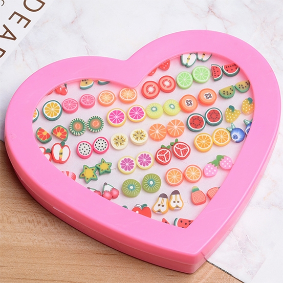 36Pairs Cute Mini Flower Animal Fruit Anti allergy Plastic ear nail Earrings Jewelry gift