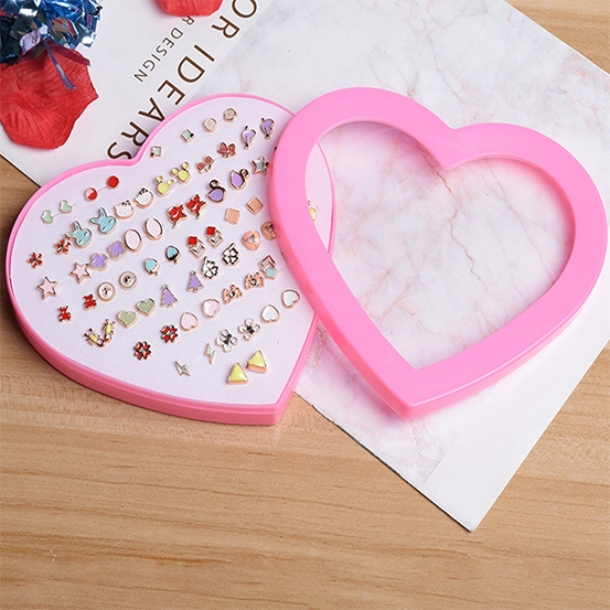 36Pairs Cute Mini Flower Animal Fruit Anti allergy Plastic ear nail Earrings Jewelry gift