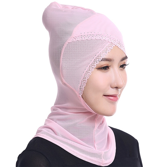 Adjustable Gauze lace Stretch Underscarf  Muslim Women Hijab inner Caps with Hot-fix Rhinestones