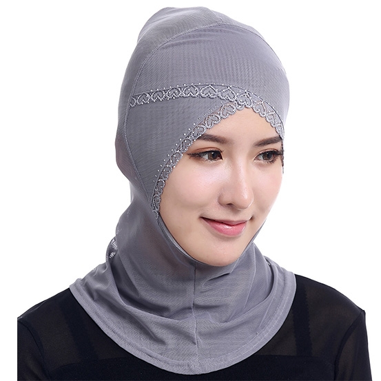 Adjustable Gauze lace Stretch Underscarf  Muslim Women Hijab inner Caps with Hot-fix Rhinestones