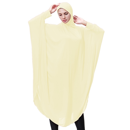 Highly elastic burqua Muslim lady Bat&apos;s-wing-sleeves Dress Two in One thobe with Hijab