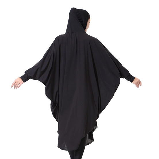 Highly elastic burqua Muslim lady Bat&apos;s-wing-sleeves Dress Two in One thobe with Hijab