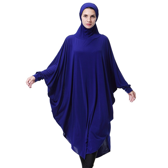 Highly elastic burqua Muslim lady Bat&apos;s-wing-sleeves Dress Two in One thobe with Hijab