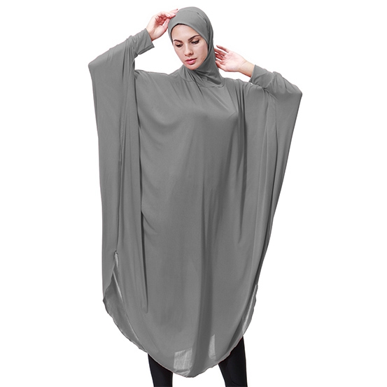 Highly elastic burqua Muslim lady Bat&apos;s-wing-sleeves Dress Two in One thobe with Hijab