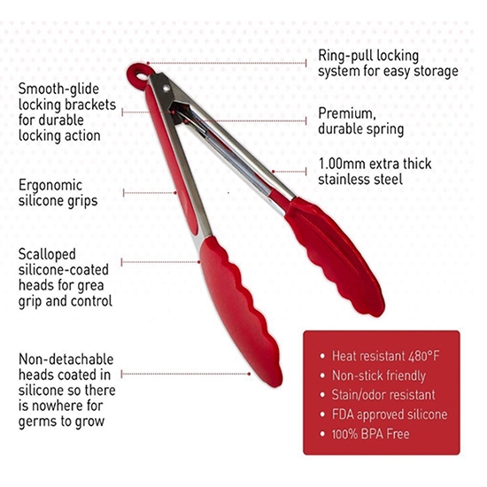 2PCS Utility Silicone Kitchen Food Tong Cooking Tweezers Barbecue clip