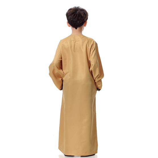 Muslim Boy Robes Kids Long Sleeves Round Neck Dishdasha  Thobe Thawb Caftan clothes