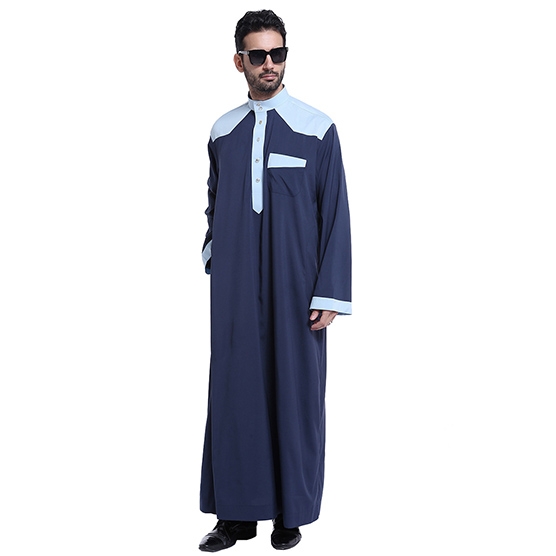 Muslim classical Stand collar Long sleeves Arab Men Thobe Thawb Caftan clothes dress Shirts