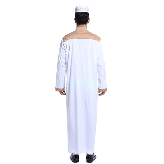 Muslim classical Stand collar Long sleeves Arab Men Thobe Thawb Caftan clothes dress Shirts