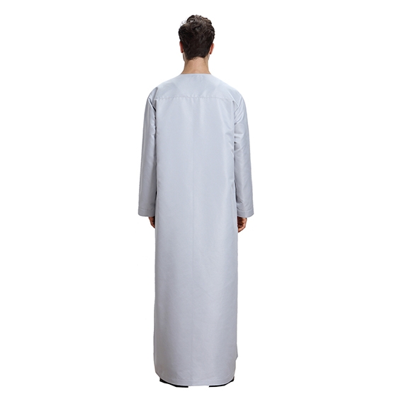 Round collar solid color Long sleeves Arab Men Thobe Thawb Caftan Clothes Muslim Shirts Dress