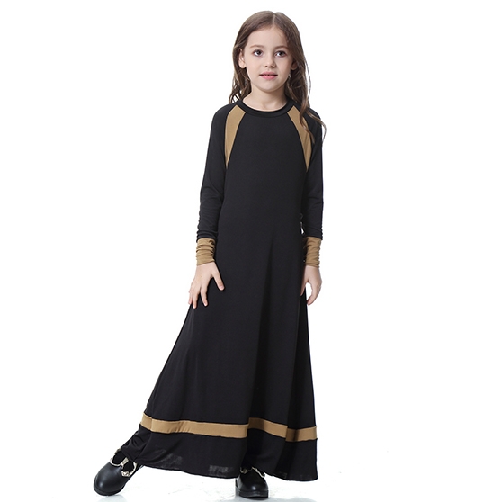 Muslim Kids ​Highly elastic girl dress Robes Long Sleeves clothes Abaya