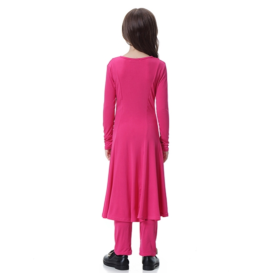 Two –Piece Suit Highly elastic Kids Muslim girl dress Robes Long Sleeves trousers clothes Abaya