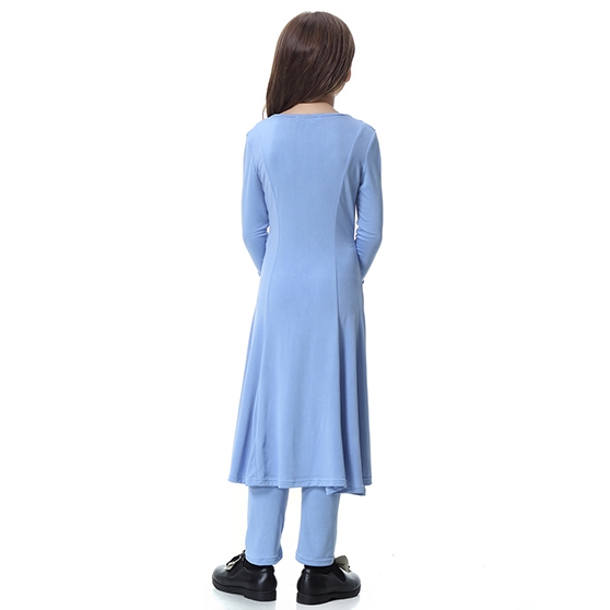 Two –Piece Suit Highly elastic Kids Muslim girl dress Robes Long Sleeves trousers clothes Abaya