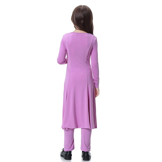 Two –Piece Suit Highly elastic Kids Muslim girl dress Robes Long Sleeves trousers clothes Abaya