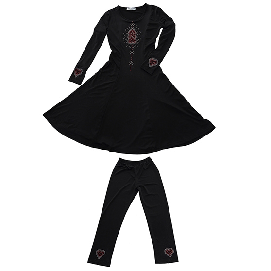 Two –Piece Suit Highly elastic Kids Muslim girl dress Robes Long Sleeves trousers clothes Abaya