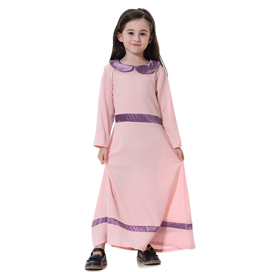 Fashion Highly elastic Kids Muslim girl dress Robes Long Sleeves clothes Abaya