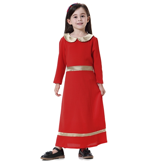 Fashion Highly elastic Kids Muslim girl dress Robes Long Sleeves clothes Abaya