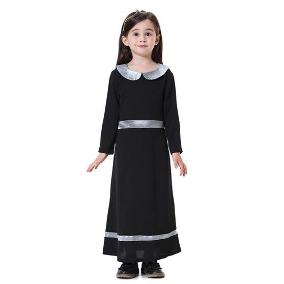 Fashion Highly elastic Kids Muslim girl dress Robes Long Sleeves clothes Abaya