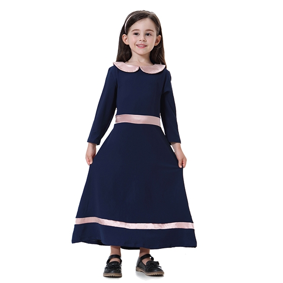 Fashion Highly elastic Kids Muslim girl dress Robes Long Sleeves clothes Abaya