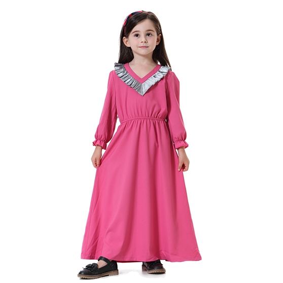 Kids Muslim girl dress Robes Long Sleeves clothes Abaya