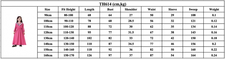 Kids Muslim girl dress Robes Long Sleeves clothes Abaya