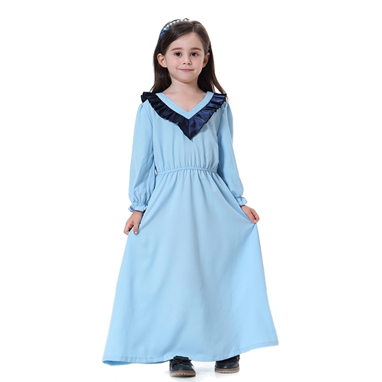 Kids Muslim girl dress Robes Long Sleeves clothes Abaya