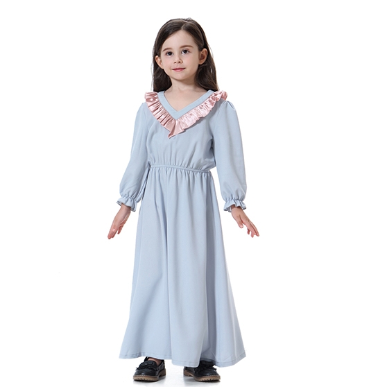 Kids Muslim girl dress Robes Long Sleeves clothes Abaya