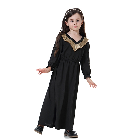 Kids Muslim girl dress Robes Long Sleeves clothes Abaya