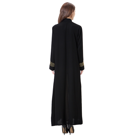 Wool peach Woman Muslim Computer Embroidery Lady dresses Robes Long Sleeves clothes Abaya
