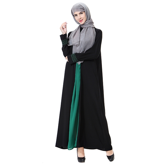 Wool peach Woman Muslim Computer Embroidery Lady dresses Robes Long Sleeves clothes Abaya