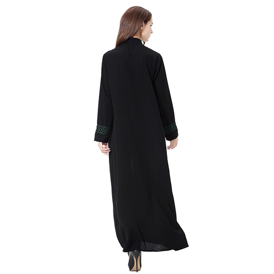 Wool peach Woman Muslim Computer Embroidery Lady dresses Robes Long Sleeves clothes Abaya