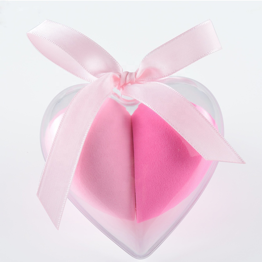 2PCS  Q soft  Non latex with heart shape package makeup sponge liquid foundation beauty blender set