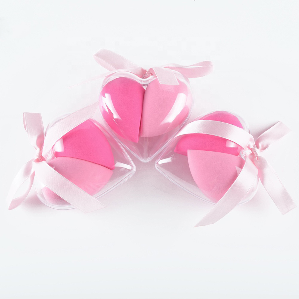 2PCS  Q soft  Non latex with heart shape package makeup sponge liquid foundation beauty blender set