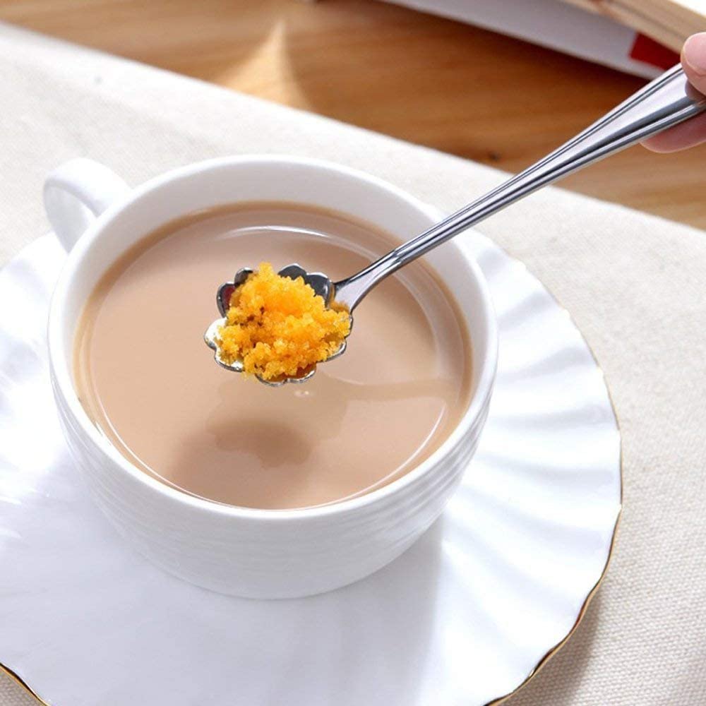 8 Pcs Flower Spoon Set Stainless Steel Tea Stirring Scoops Dessert Cake Ice Cream Spoons Tableware