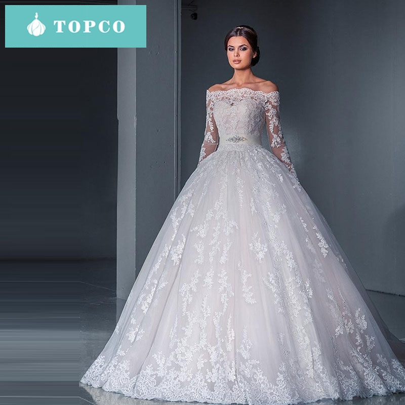 Lace Wedding Dress Gown trailing Tulle Off-Shoulder